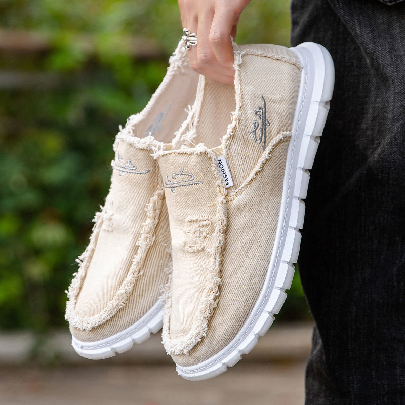 Espadrille Slip On - Sapatos masculinos de lona respirável, alpercatas
