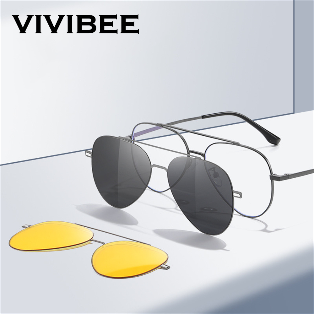 Sunglasses Aviator Polarized - Vivibee clipe polarizado magnético de aviação