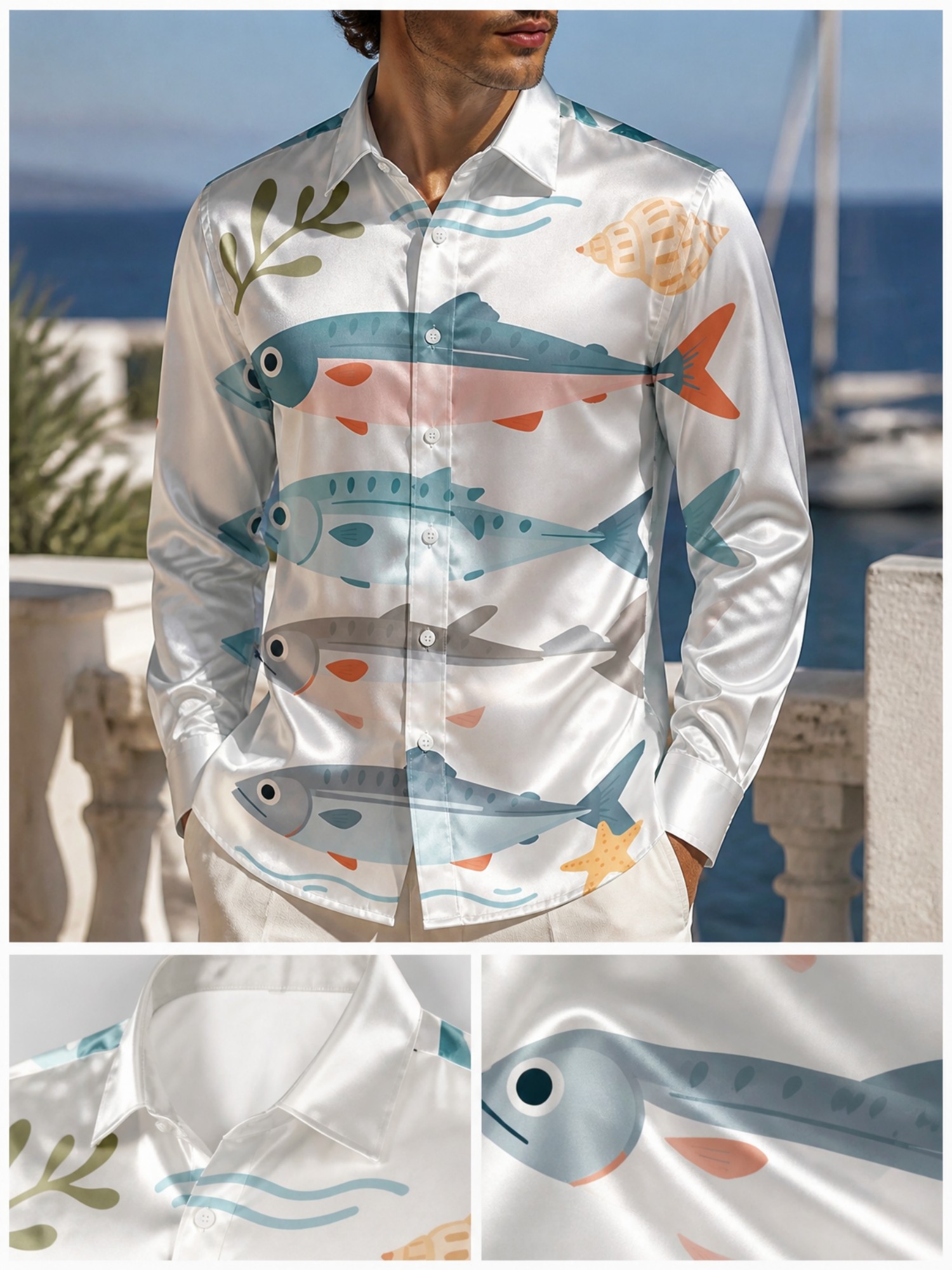 Resort Shirt Floral - Camisa Masculina de Luxo em Cetim