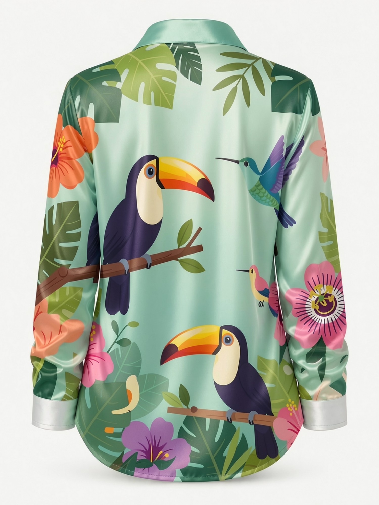 Camisa de Cetim com Botões Min - Resort Shirt Floral avaliação e preço